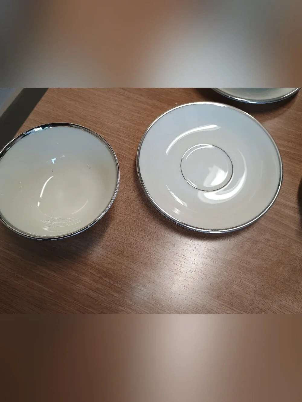 6 Elegant Lenox Montclair Porcelain Cup and Saucer Set with Platinum Trim